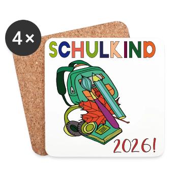 Schulkind 2026: - Untersetzer (4er-Set) - Weiß - Vorne