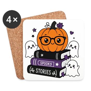 Halloween pumpkin with glasses - Coasters (set of 4) - white - Front