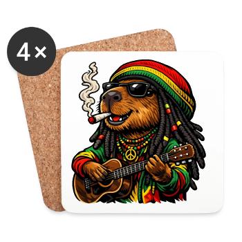 Süßes Capybara im Rastafari Stil - Untersetzer (4er-Set) - Weiß - Vorne
