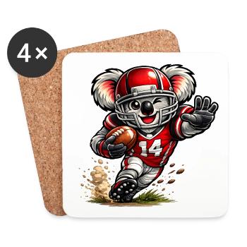 Cute koala playing American football - Coasters (set of 4) - white - Front