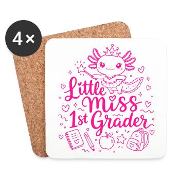 Little Miss Erstklässler – Süßer Axolotl - Untersetzer (4er-Set) - Weiß - Vorne