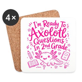 Ready to Axolotl Questions for 2nd Grade - Cute - Coasters (set of 4) - white - Front