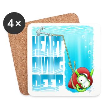 Heart Diving Deep Underwater Adventure - Coasters (set of 4) - white - Front