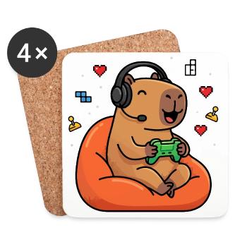 Life is Better with Capybaras - Cute Rodent - Coasters (set of 4) - white - Front