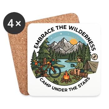 Camp Under The Stars Bikepacking Adventure Tee - Coasters (set of 4) - white - Front