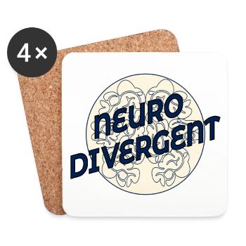NEURODIVERGENT NEURODIVERSITÄT - Untersetzer (4er-Set) - Weiß - Vorne