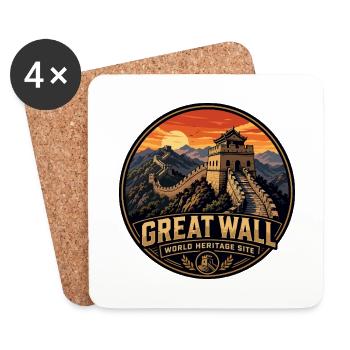 Great Wall of China Vintage Travel Badge - Coasters (set of 4) - white - Front