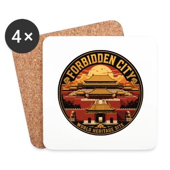Forbidden City Beijing Vintage Badge - Coasters (set of 4) - white - Front