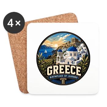 Greece Vintage Travel Circle Emblem - Coasters (set of 4) - white - Front