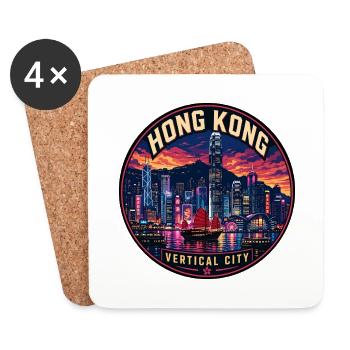 Hong Kong Skyline Vintage Reiseabzeichen - Untersetzer (4er-Set) - Weiß - Vorne