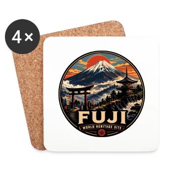 Mount Fuji Japan Vintage-Reiseabzeichen - Untersetzer (4er-Set) - Weiß - Vorne