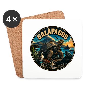 Galapagosinseln Vintage Wildtierabzeichen - Untersetzer (4er-Set) - Weiß - Vorne