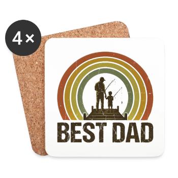 Bester Vater beim Angeln - Untersetzer (4er-Set) - Weiß - Vorne