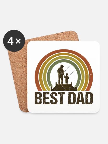 Bester Vater beim Angeln - Untersetzer (4er-Set) - Weiß