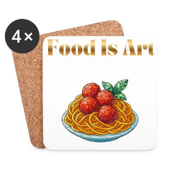 Food Is Art ... Spaghetti mit Fleischbällchen - Untersetzer (4er-Set) - Weiß - Vorne
