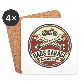 Papas Garage ist immer offen - Untersetzer (4er-Set) - Weiß - Vorne