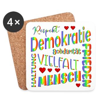Regenbogen Wählen Demokratie - Untersetzer (4er-Set) - Weiß - Vorne