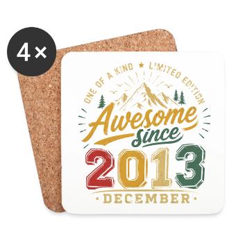 Vintage-Geburtstagsgeschenk für Dezember 2013 - Untersetzer (4er-Set) - Weiß - Vorne