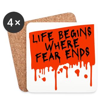 Life Begins Where Fear Ends Motivierend Zitat Logo - Untersetzer (4er-Set) - Weiß - Vorne