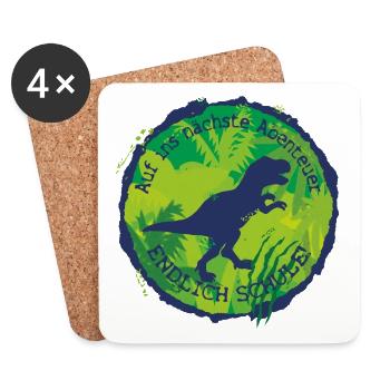 Aventure Dino Enfin T-Rex de l’école – Écolier - Dessous de verre (lot de 4) - blanc - Devant