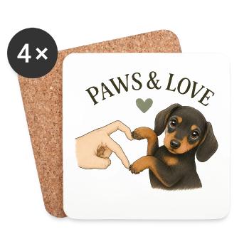 Dachshund Gift | Cute Dog Design Paws & Love - Coasters (set of 4) - white - Front