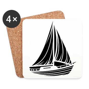 Abstraktes Segelboot Minimalistisches Design - Untersetzer (4er-Set) - Weiß - Vorne