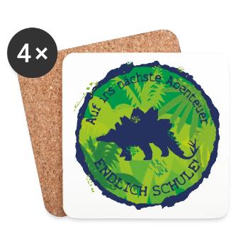 Stegosaurus Adventure Finally School – Schoolchild - Coasters (set of 4) - white - Front