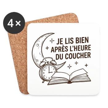 Je lis bien après l'heure du coucher - Livre - Dessous de verre (lot de 4) - blanc - Devant