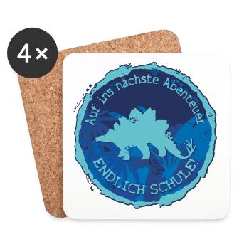 Stegosaurus Dino Adventure Emblem – School Finally - Coasters (set of 4) - white - Front