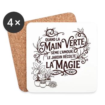 Quand la main verte - Jardinage & Magie - Dessous de verre (lot de 4) - blanc - Devant