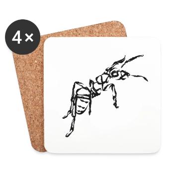 Black Ant – Insect Illustration - Coasters (set of 4) - white - Front