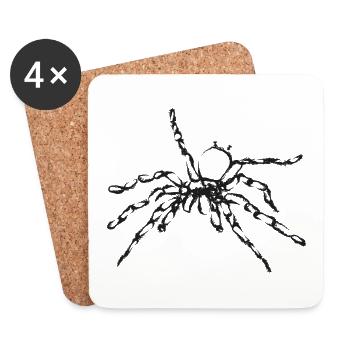 Black Spider – Insektenillustration - Untersetzer (4er-Set) - Weiß - Vorne