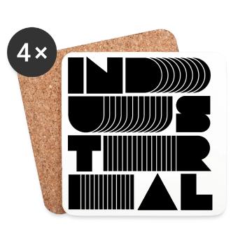 industrial Music Stacked Typography - Coasters (set of 4) - white - Front