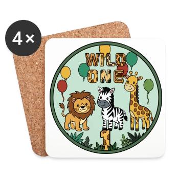 Wild One Animal Friends Trio - Coasters (set of 4) - white - Front
