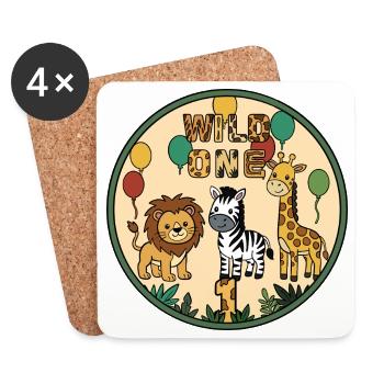 WILD ONE Animal Joy Circle Badge - Coasters (set of 4) - white - Front
