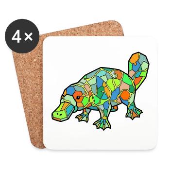 Mosaic Platypus Rainbow Style - Coasters (set of 4) - white - Front