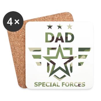 Dad Special Forces Camo Military - Coasters (set of 4) - white - Front
