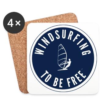 Windsurfing to be free – Badge in Navy - Coasters (set of 4) - white - Front