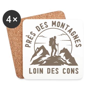 Randonneur au Sommet — Badge Montagne - Dessous de verre (lot de 4) - blanc - Devant