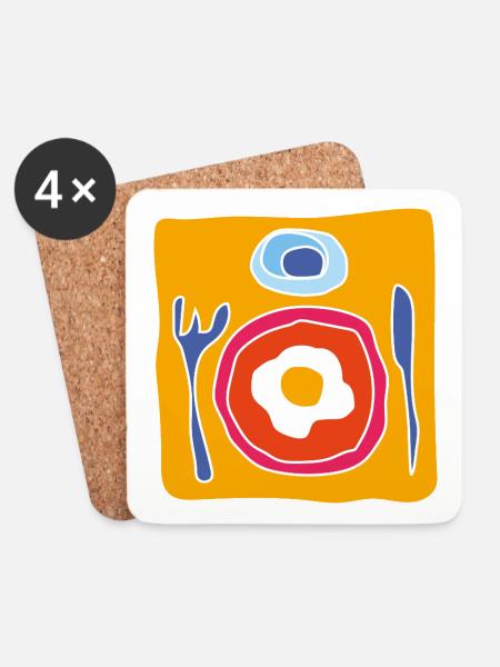 Colorful Fried Egg – Pop Illustration - Coasters (set of 4) - white