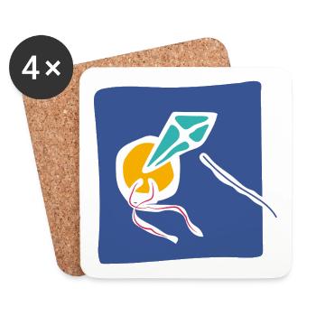 Kite in the Sky – Minimalistische Kunst - Untersetzer (4er-Set) - Weiß - Vorne