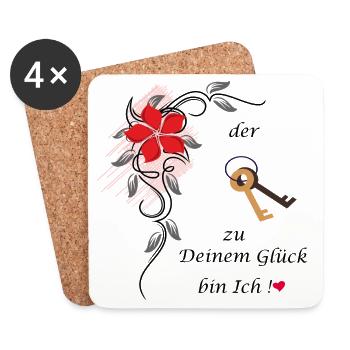 Glück - Untersetzer (4er-Set) - Weiß - Vorne