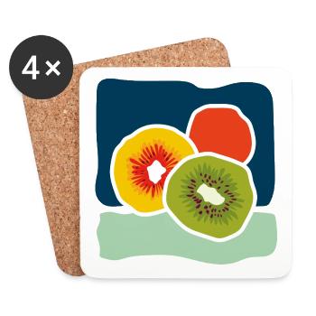 Bunte Kiwis – Fruchtige Pop-Illustration - Untersetzer (4er-Set) - Weiß - Vorne