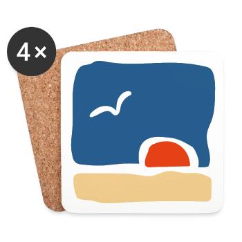 Vogel bei Sonnenuntergang – Minimalistische Kunst - Untersetzer (4er-Set) - Weiß - Vorne
