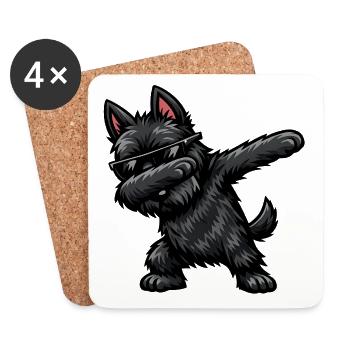 Dab du Scottish Terrier dans un style comique - Dessous de verre (lot de 4) - blanc - Devant