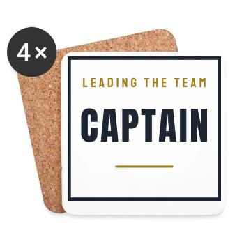 Capitaine Stamp Rétro - Cadeau de l’équipe Capitaine - Dessous de verre (lot de 4) - blanc - Devant