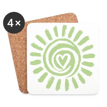 Sun Spiral Heart Green - Coasters (set of 4) - white - Front