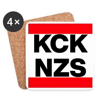 KCK NZS! STATEMENT AGAINST NEO-NAZIS, NEVER AGAIN - Coasters (set of 4) - white - Front