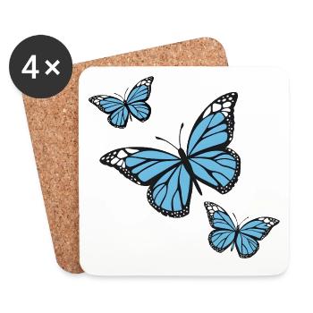 Blue butterflies - Coasters (set of 4) - white - Front
