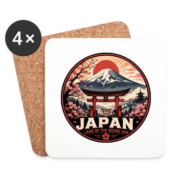 Japan Rising Sun Vintage Travel Badge - Coasters (set of 4) - white - Front